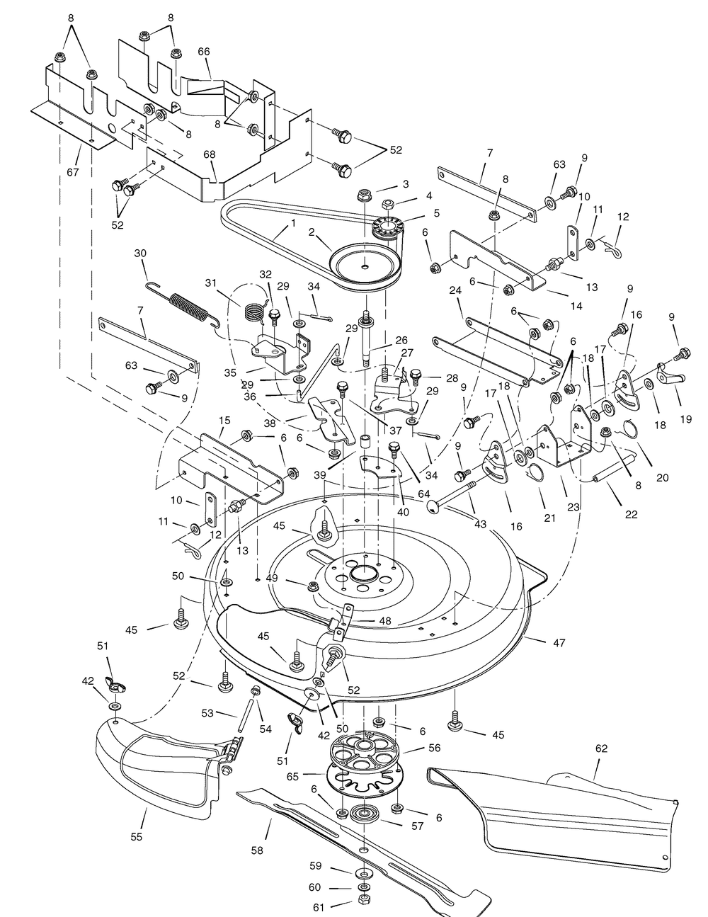 Mower Housing Diagram and Parts List for 7800507-309007X166A 2009 Briggs and Stratton Lawn Tractor Accessories